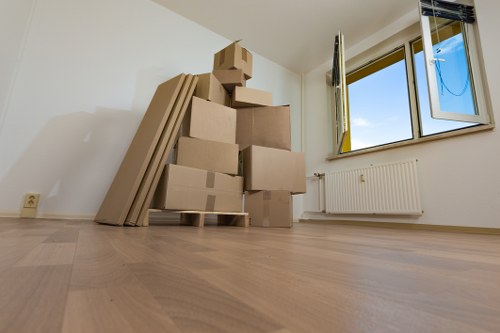 Removal van parked for a booked moving service