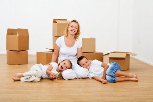 Packed household items ready for transport during a Uxbridge move