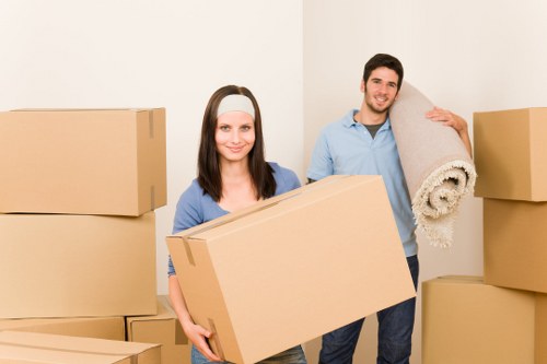 Staff preparing boxes and labels for an office move